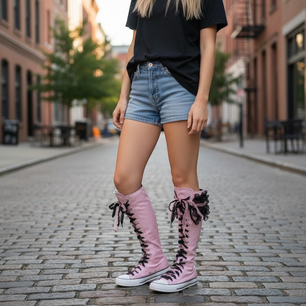 Converse Chuck Taylor All Star XX Hi Knee High Pink Canvas Sneakers Women 9
